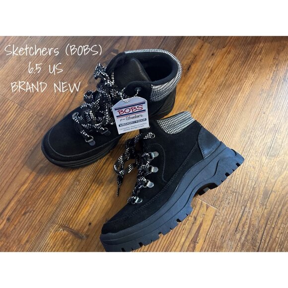 Skechers Bobs Broadies Hiker Boot - Memory Foam, Black, Size 6.5 US New With Tag - Picture 1 of 5